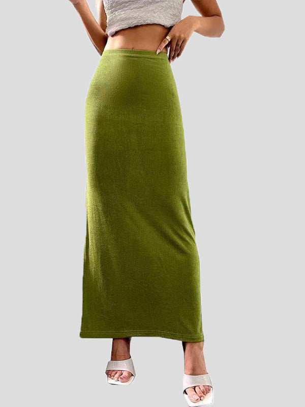 Women's Skirts Casual Solid Slim Fit Maxi Skirt