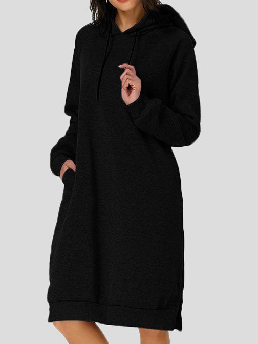 Women's Dresses Casual Solid Pocket Hooded Dress