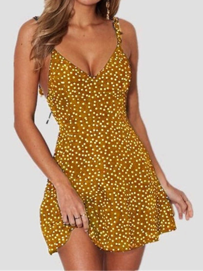 Women's Dresses Polka Dot Print Sling Open Back Mini Dress