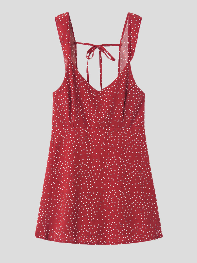 Women's Dresses Polka Dot Print Sling Open Back Mini Dress