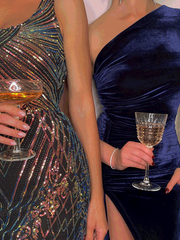 Women's Dresses Sloping Shoulder Pleated Slit Gown Dress