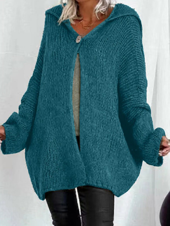 Women's Sweaters Solid Doll Sleeve Hooded Sweater