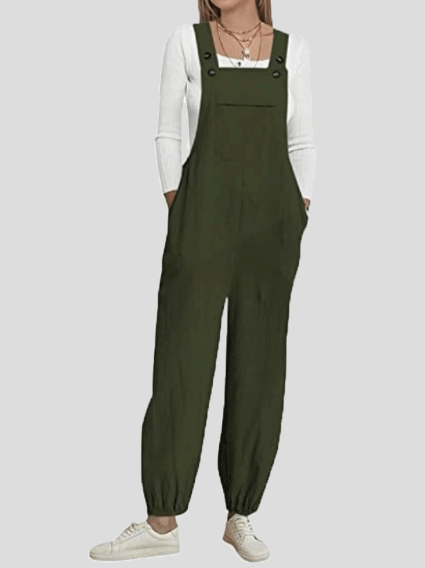 Women's Jumpsuits Casual Solid Pocket Bib Jumpsuit