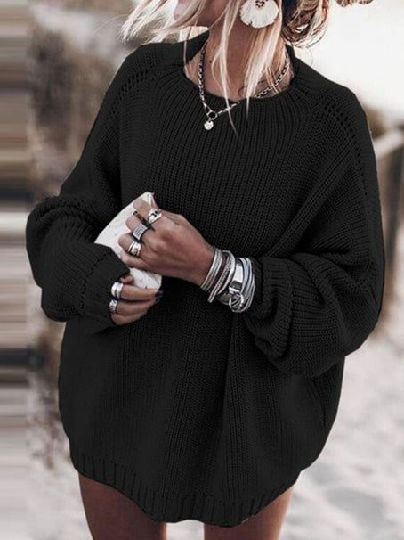 Women's Sweaters Loose Solid Long Sleeve Sweater