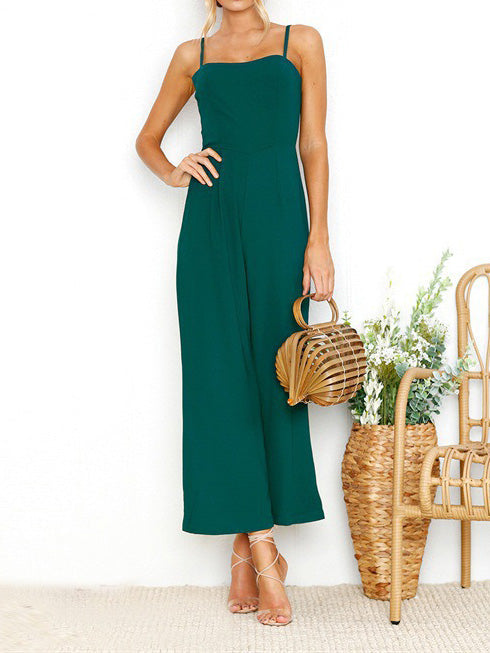Women's Jumpsuits Solid Sling Sleeveless Casual Jumpsuit