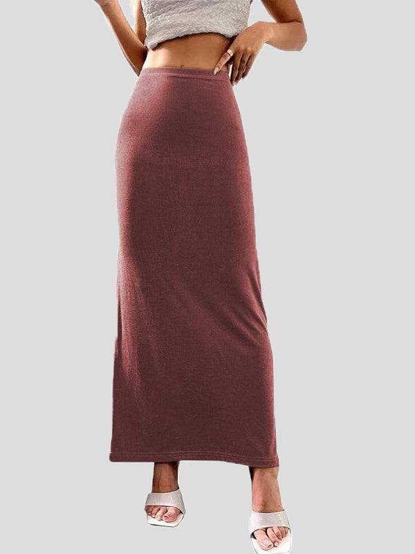 Women's Skirts Casual Solid Slim Fit Maxi Skirt