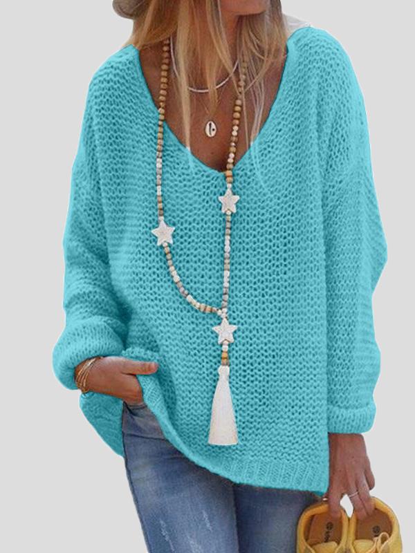 Women's Sweaters Casual V-Neck Long Sleeve Knitted Sweater