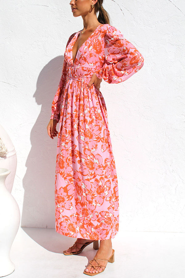 Do What I Feel Floral Crossover Strap Maxi Dress
