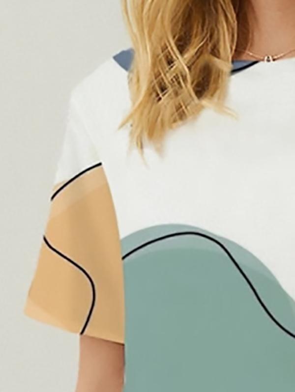 Abstract Painting Printed Short-sleeved Loose Casual T-shirt