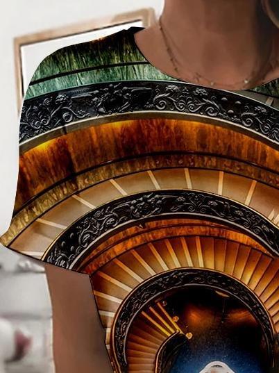 Architectural Printing Round Neck T-shirt