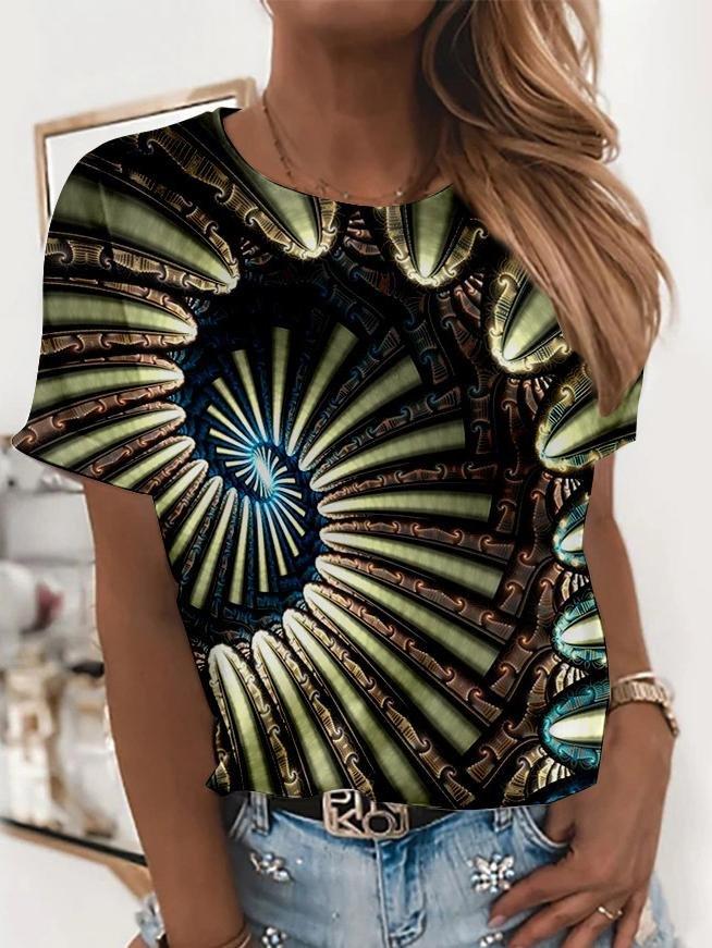 Architectural Printing Round Neck T-shirt