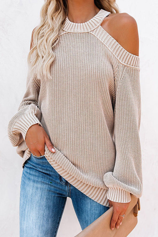 Taste of Winter Cold Shoulder Knit Sweater