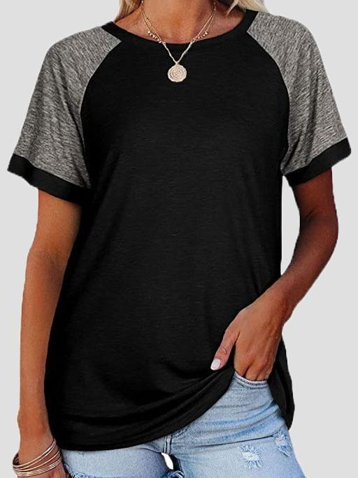 Casual Round Neck Short Sleeve Two Color T-shirts