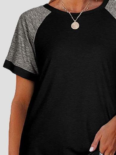 Casual Round Neck Short Sleeve Two Color T-shirts