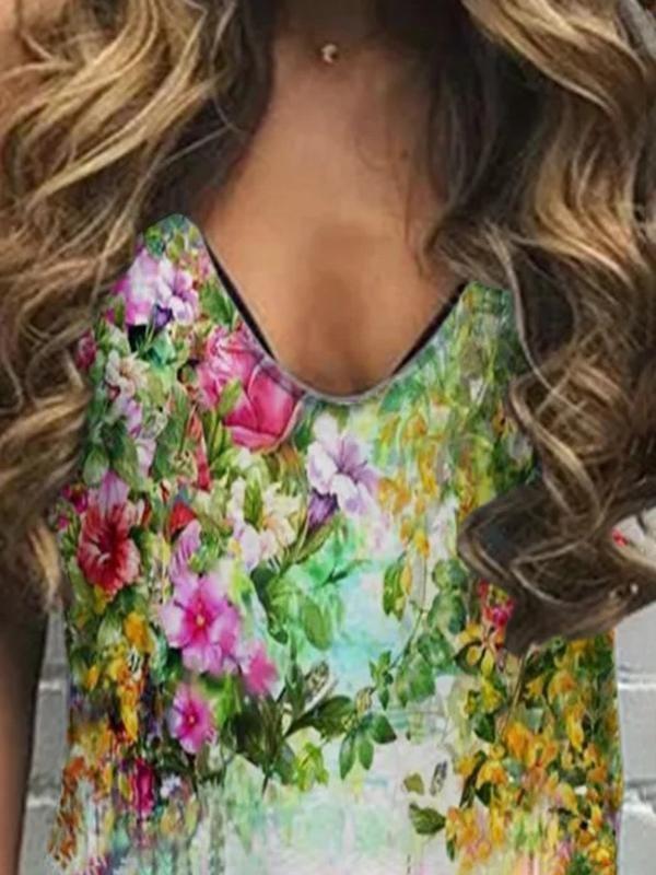 Casual Sleeveless Straight Print Mini Dress