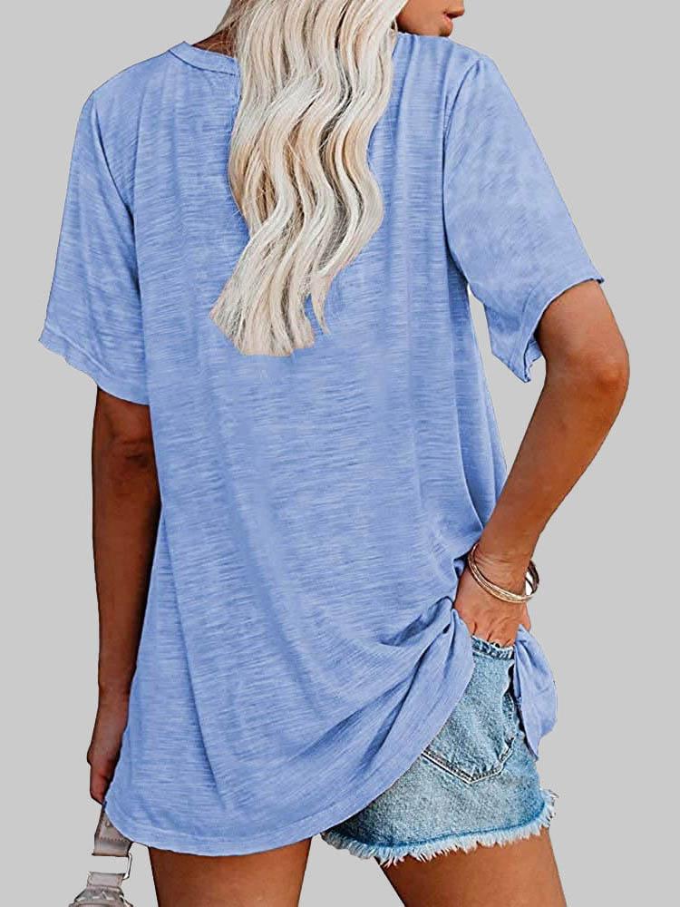 Casual Solid Color Mid-sleeved T-shirt