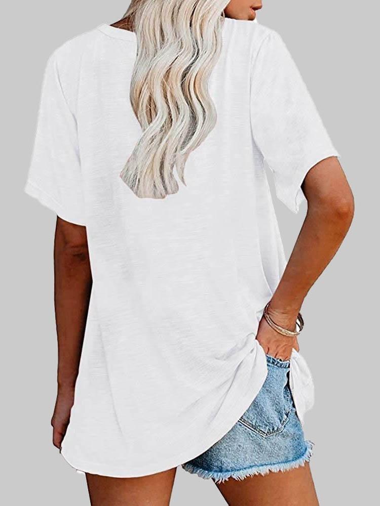 Casual Solid Color Mid-sleeved T-shirt