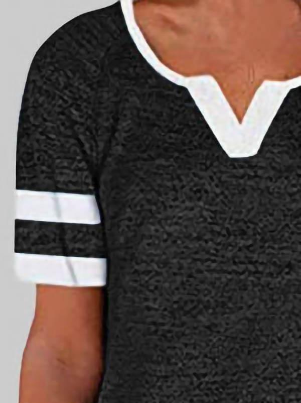 Casual Stitching V-neck Short-sleeved T-shirt