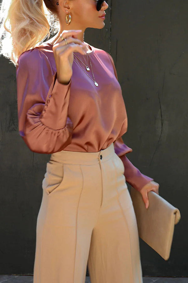 All I Ever Need Satin Long Sleeve Blouse