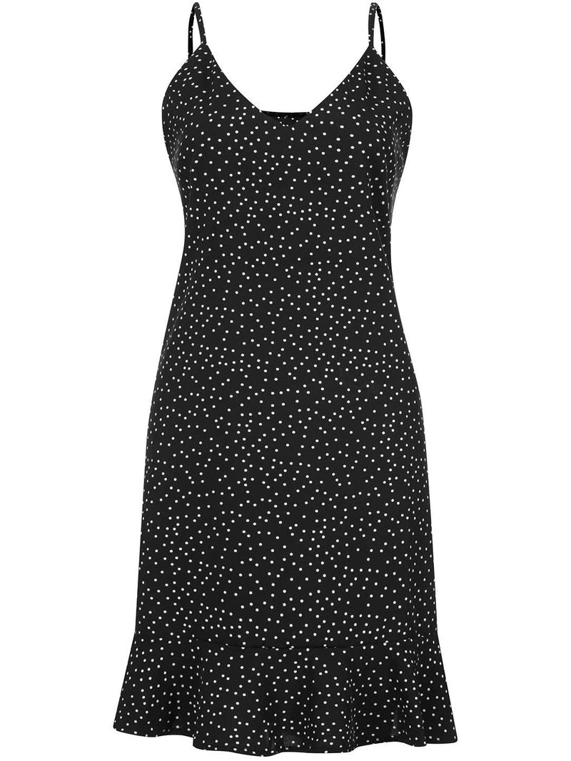 Deep V-Neck Sleeveless Print Mini Dress