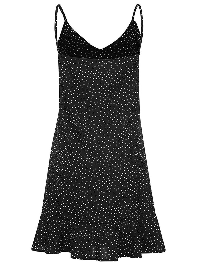 Deep V-Neck Sleeveless Print Mini Dress