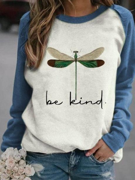 Dragonfly Round Neck Raglan Long Sleeve T-Shirts