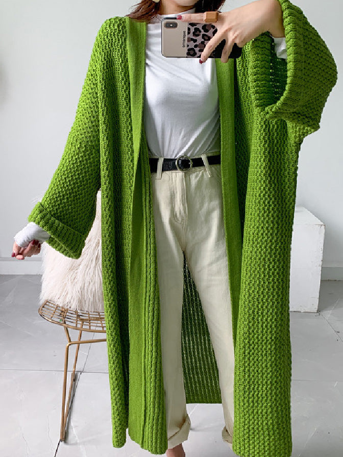 Women's Cardigans Loose Solid Long Knitted Cardigan