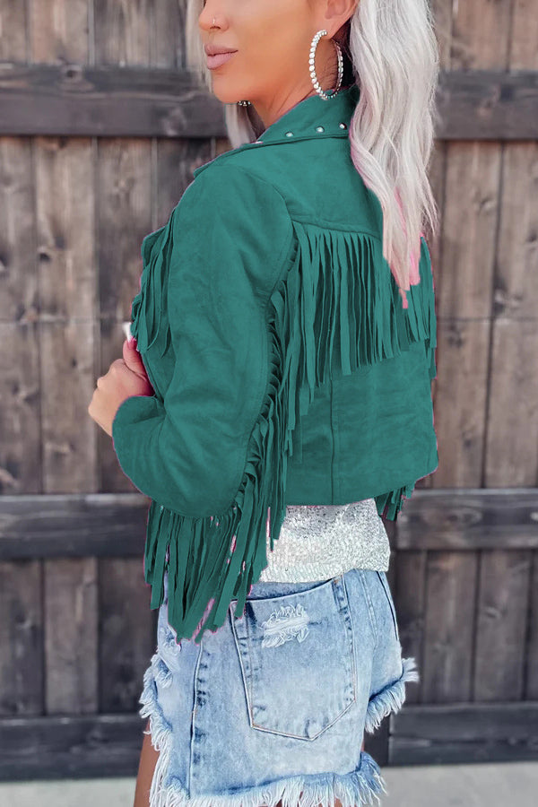 Here for A Good Time Fringe Suede Jacket