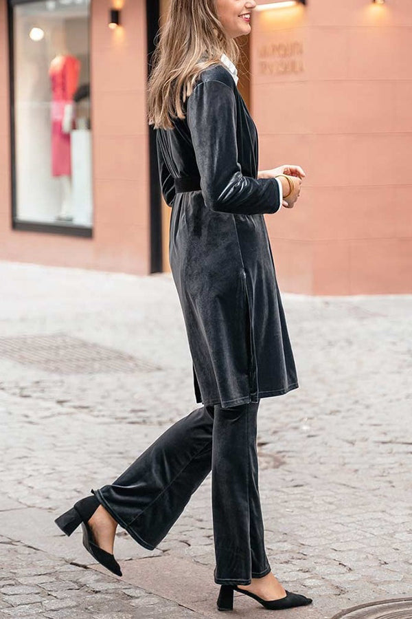 Bring Me Joy Velvet Kimono Flare Pants Suit