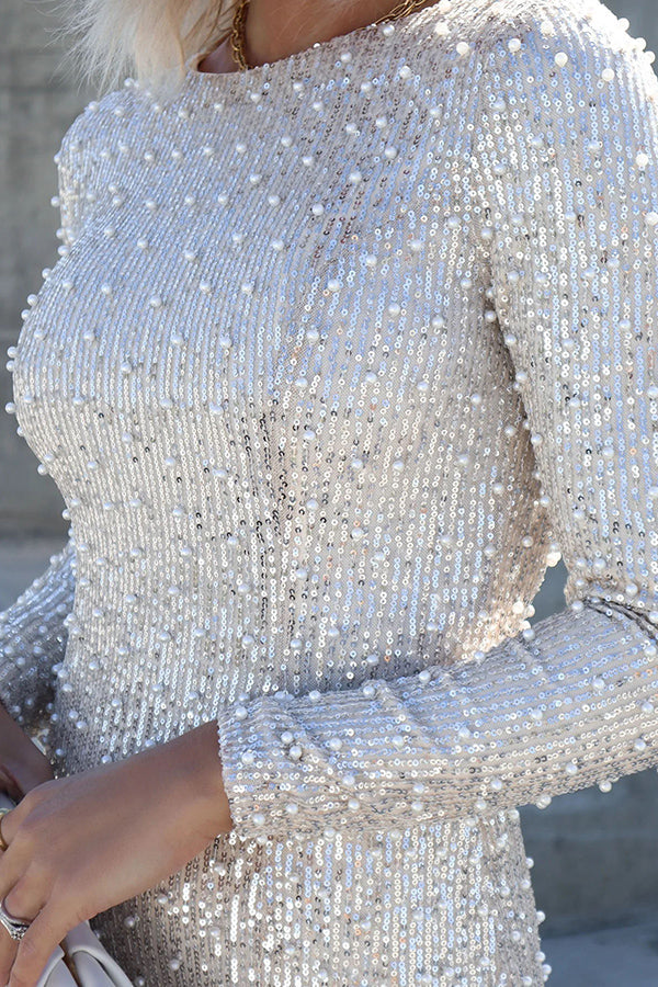 Born To Sparkle Sequin Pearl Mini Dress
