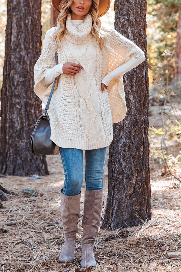 Beside The Fire Cable Poncho Sweater