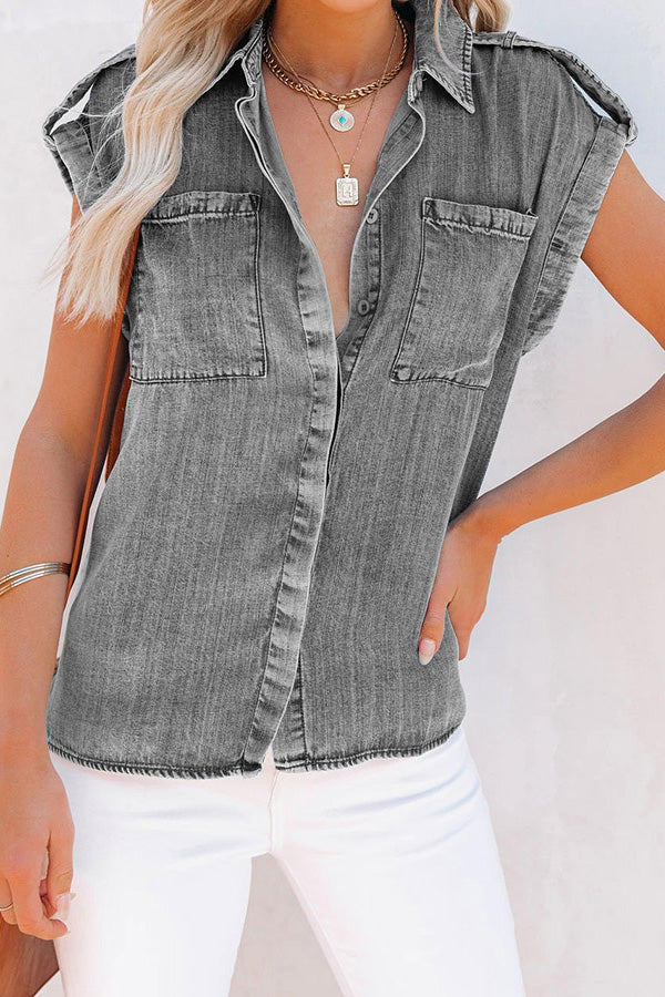 Organic Babe Chambray Button Down Top