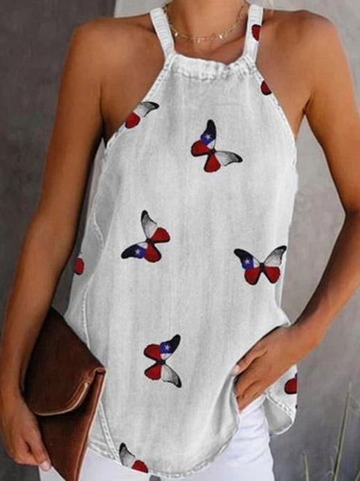 Fashion Butterfly Print Sleeveless Tank Top