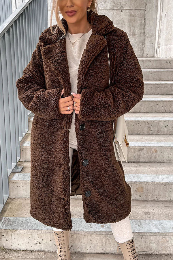 S'mores and Cozy Button Down Pocketed Teddy Coat