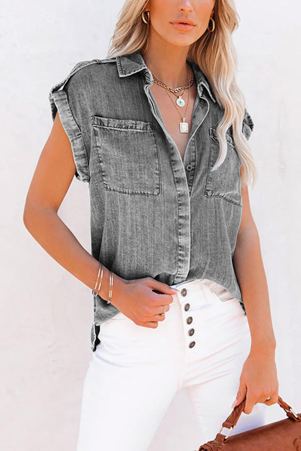 Organic Babe Chambray Button Down Top