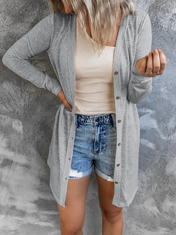 Women's Cardigan Button Solid Long sleeve Cardigan