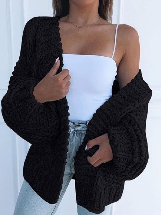 Women's Sweater Cardigan Knit Long Sleeve Loose Sweater Cardigan