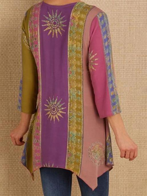 Long-sleeved tie-waist ethnic jacket