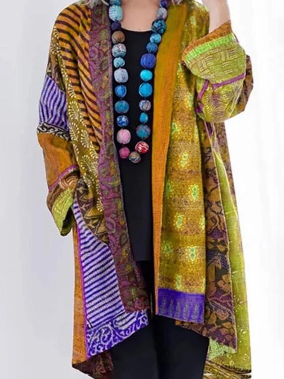 Loose Ethnic Style Long-sleeved Printed Cardigan