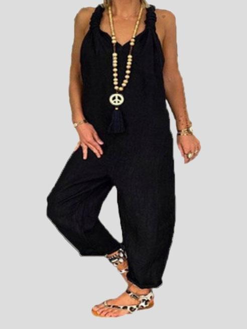 Loose Plus Size V-neck Jumpsuit