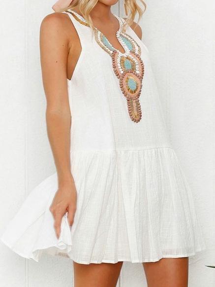 Mini Sleeveless Feature Print Dress