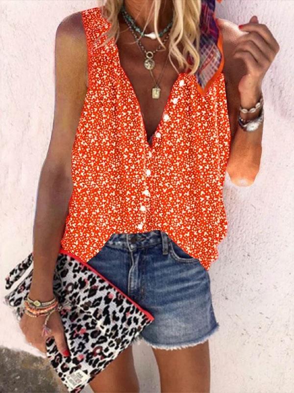 One-breasted Casual Loose Print Tank Top