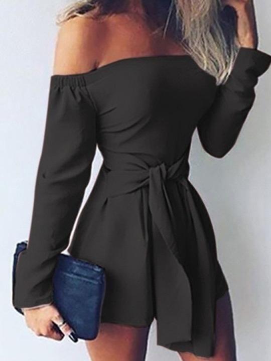 One-Shoulder Long Sleeve Paillette Jumpsuit