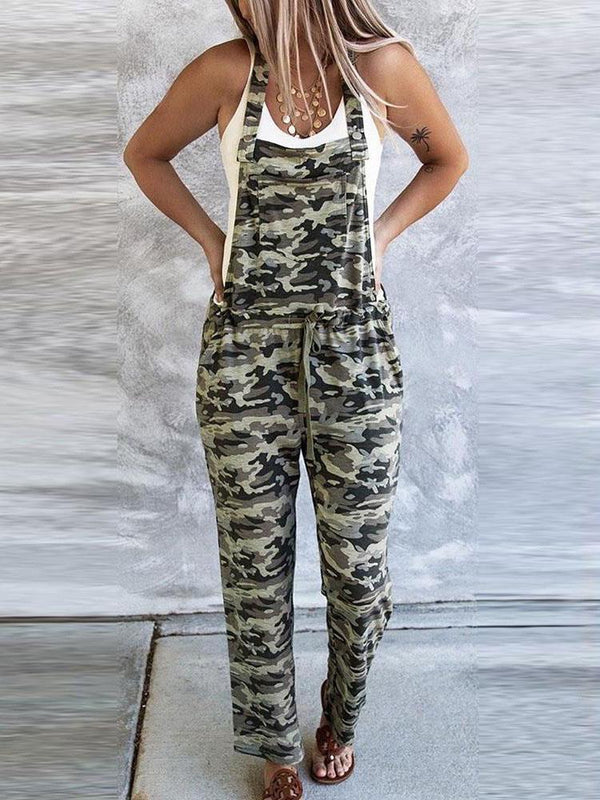 Pocket Camouflage Print Jumpsuits