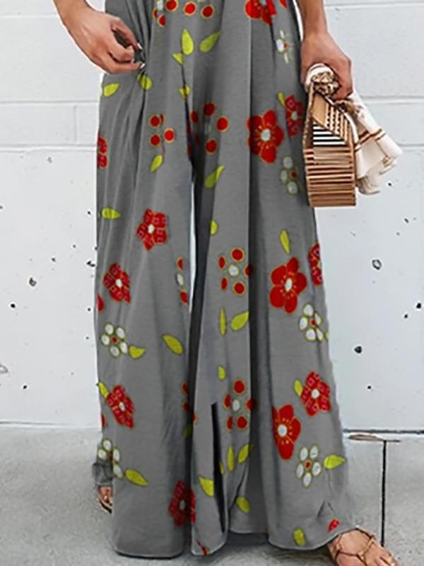 Printed Sleeveless Sling High Waist Loose Casual Ladies Jumpsuit