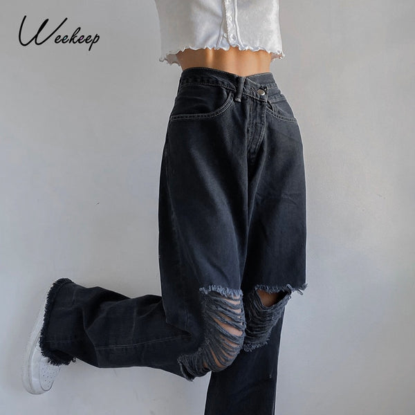 High Waist Jeans Vintage Loose Korean Denim Pants