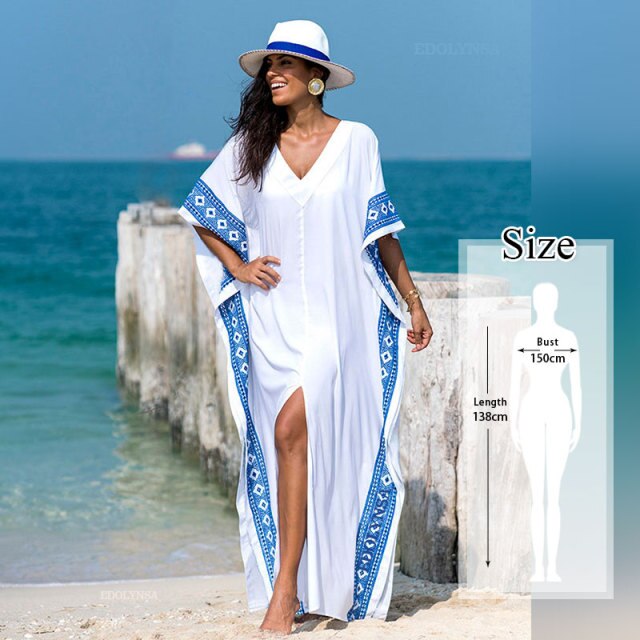 Deep V Neck Batwing Sleeve Loose Summer Beach Dress