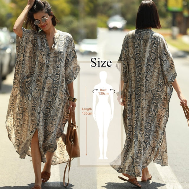 Deep V Neck Batwing Sleeve Loose Summer Beach Dress