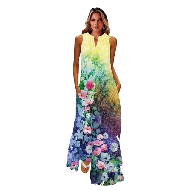 Casual Sleeveless Elegant Floral Maxi Dress