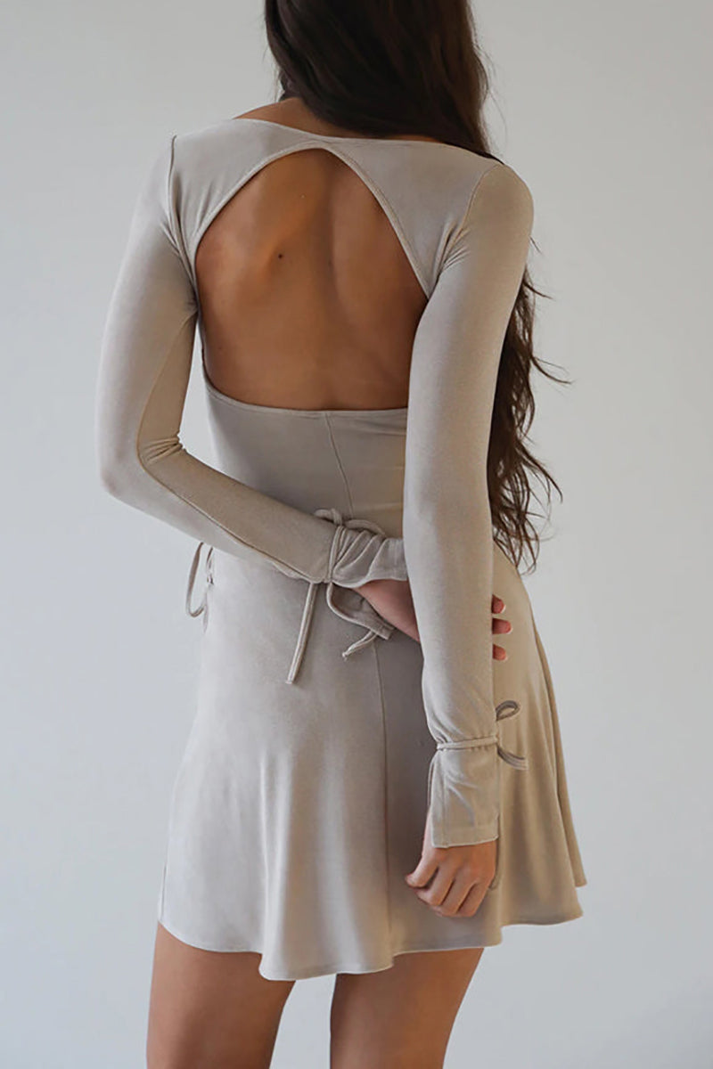 Square Neck Backless Bodysuit Wrap Dress